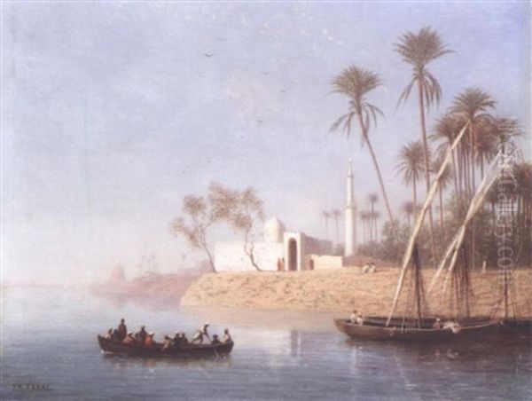 Vue De Boulak Pres Du Caire Oil Painting by Charles Theodore Frere