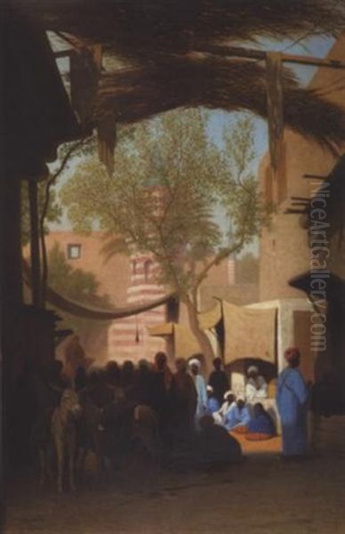 Scene De Marche Au Caire Oil Painting by Charles Theodore Frere
