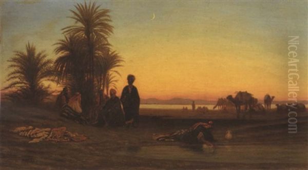 Evening Rest By The Nile Oil Painting by Charles Theodore Frere