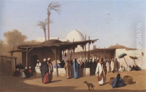 Market In Cairo Oil Painting by Charles Theodore Frere