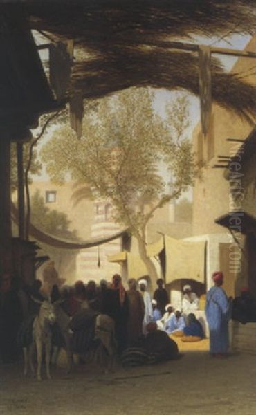 L'entree Du Souk Au Caire Oil Painting by Charles Theodore Frere
