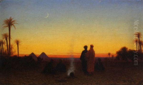 Les Pyramid De Gyzah Oil Painting by Charles Theodore Frere