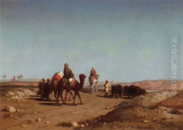 Crossing The Desert Oil Painting by Charles Theodore Frere