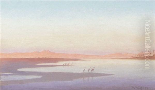 Les Herons En Haute Egypte Oil Painting by Charles Theodore Frere