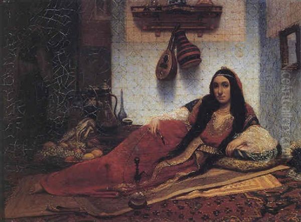 Interior Oil Painting by Charles Theodore Frere