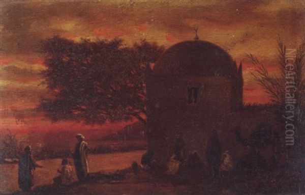 Le Repas Au Crepuscule Oil Painting by Charles Theodore Frere