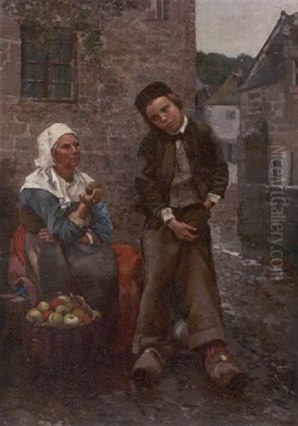 Driving A Bargain Oil Painting by Charles Theodore Frere