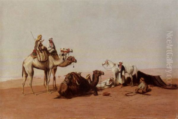 A Caravan Of Camels Oil Painting by Charles Theodore Frere