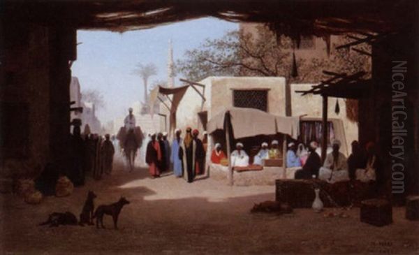 A Market In Cairo Oil Painting by Charles Theodore Frere