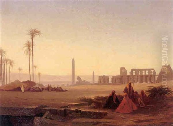 Ruines De Karnak A Thebes Oil Painting by Charles Theodore Frere