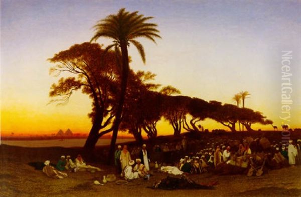 Twilight Near Cairo Oil Painting by Charles Theodore Frere