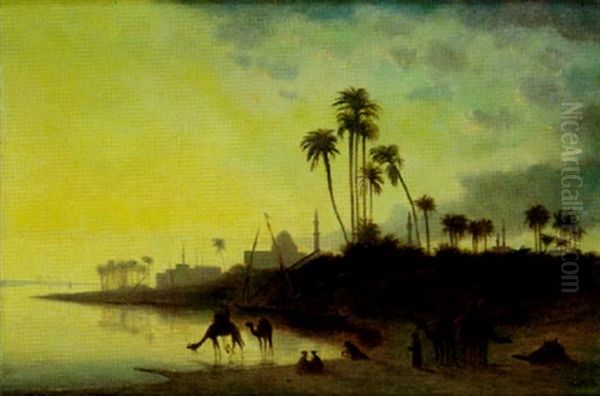 Au Bord Du Nil Oil Painting by Charles Theodore Frere