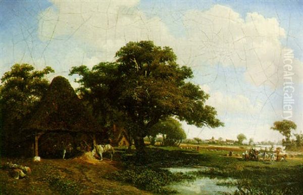 Country Landscape Oil Painting by Charles Theodore Frere