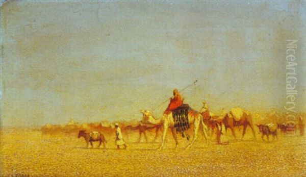 Caravane En Marche, Desert De Syrie Oil Painting by Charles Theodore Frere