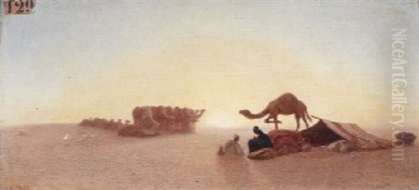 Marchands De Chameaux En Haute-egypte Oil Painting by Charles Theodore Frere