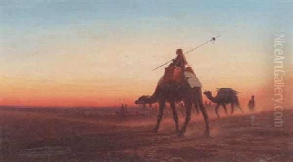 Caravanne Au Couche-sol Oil Painting by Charles Theodore Frere