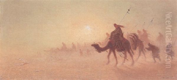 Crossing The Desert Oil Painting by Charles Theodore Frere