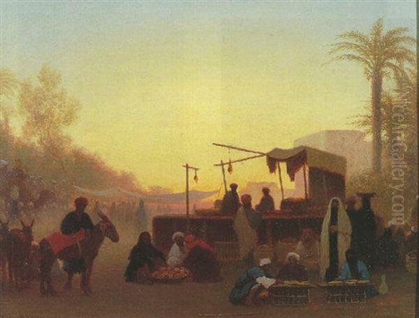 An Arab Market, Cairo Oil Painting by Charles Theodore Frere