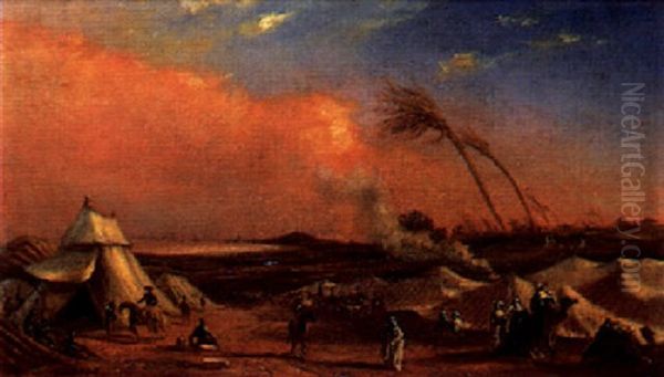 Campement Militaire En Algerie Oil Painting by Charles Theodore Frere