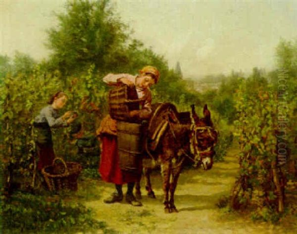 The Grape Pickers Oil Painting by Charles Theodore Frere