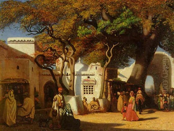 Orientals At A Gateway To A Town Oil Painting by Charles Theodore Frere