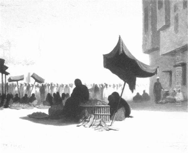 The Market Place Oil Painting by Charles Theodore Frere