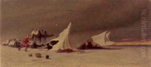A Sandstorm Oil Painting by Charles Theodore Frere