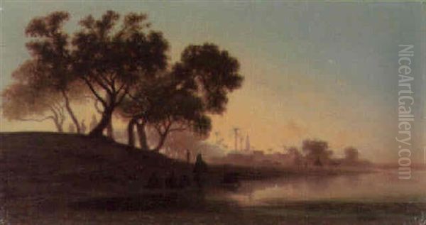 Twilight On The Nile Oil Painting by Charles Theodore Frere