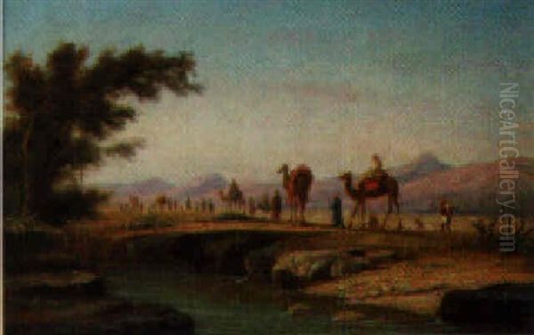 The Camel Train Oil Painting by Charles Theodore Frere