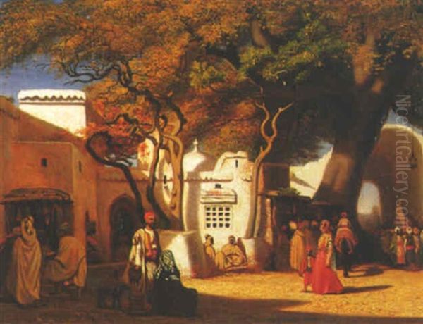 Devant La Mosquee Oil Painting by Charles Theodore Frere
