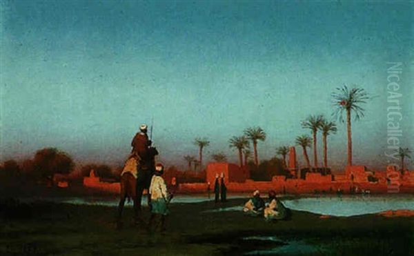 Rest By The Oasis Oil Painting by Charles Theodore Frere
