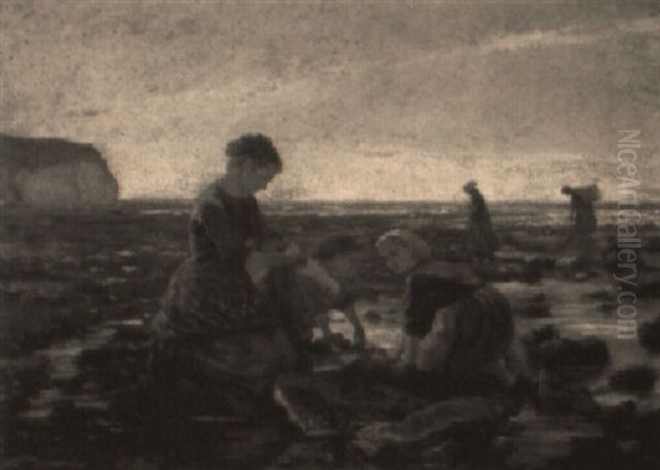 Marisqueras En Bretana Oil Painting by Charles Theodore Frere