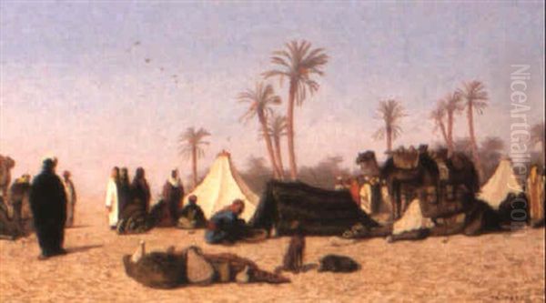 Le Matin: Campement Au Caire, Egypte Oil Painting by Charles Theodore Frere