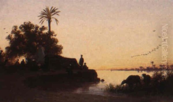 Aux Bords Du Nil, Egypte Oil Painting by Charles Theodore Frere