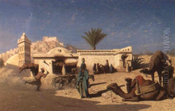 The Outskirts Of An Arab Town Oil Painting by Charles Theodore Frere