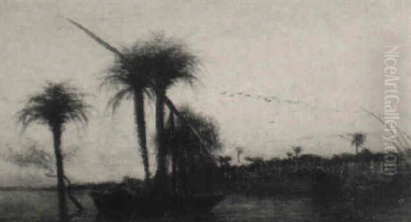 Soleil Couchant Sur Le Nil Oil Painting by Charles Theodore Frere