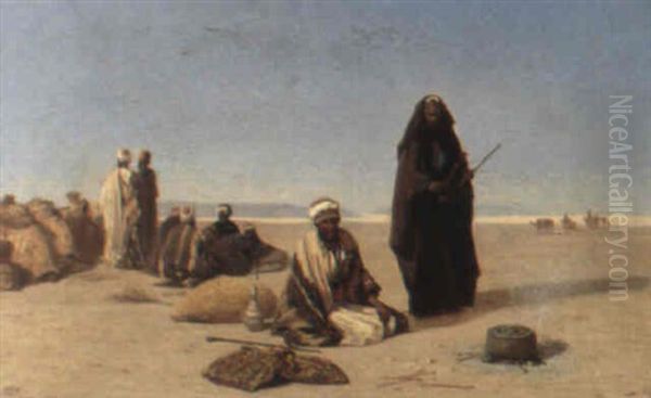 Le Desert De Suez Oil Painting by Charles Theodore Frere