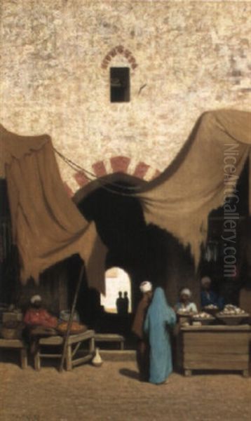 Arab Market Place Oil Painting by Charles Theodore Frere
