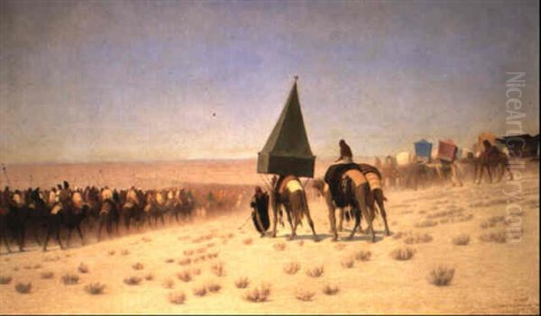 Grande Caravane De La Mecque Oil Painting by Charles Theodore Frere