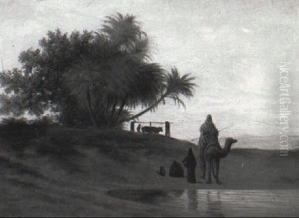 Arabian Sunset Oil Painting by Charles Theodore Frere