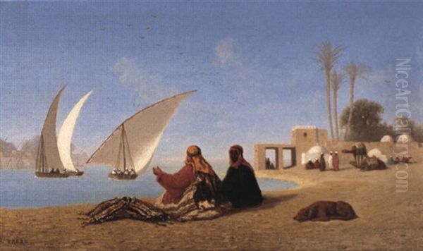 Bords Du Nil A Souffech (?), Haute-egypte Oil Painting by Charles Theodore Frere