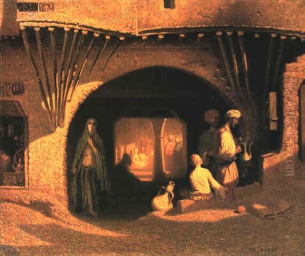 Entree D'un Caravans,rail Rue Bab-a-zounn Oil Painting by Charles Theodore Frere