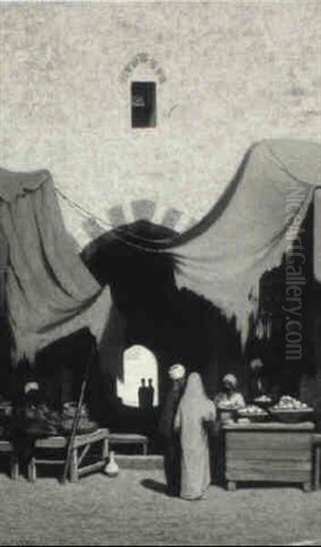 The Market Place Oil Painting by Charles Theodore Frere