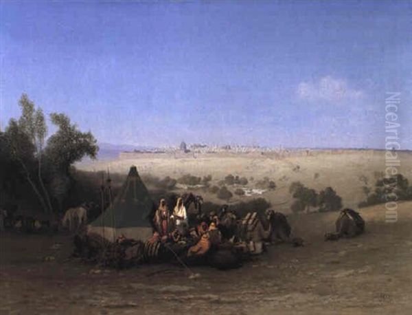 Arab Encampment On The Mount Of Olives Oil Painting by Charles Theodore Frere