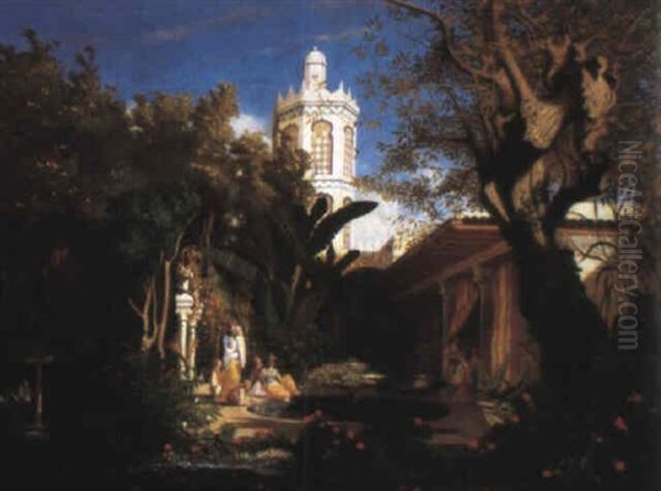 Patio A Alger Oil Painting by Charles Theodore Frere