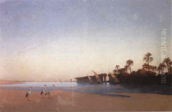 Dawn On The Nile Oil Painting by Charles Theodore Frere