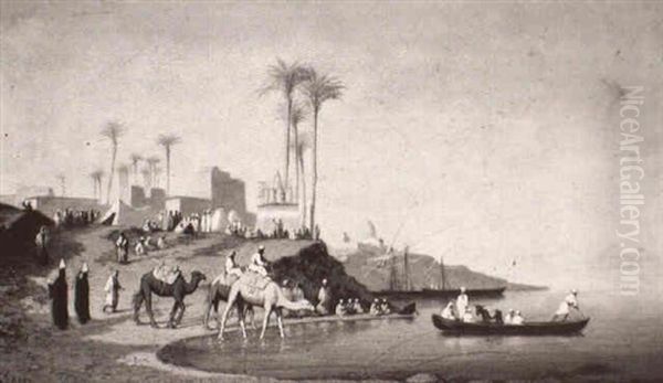 Ruines Sur Le Nil Oil Painting by Charles Theodore Frere
