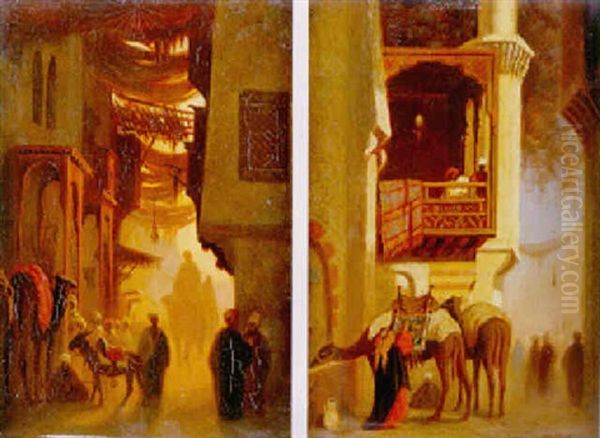 Street Scenes In Cairo Oil Painting by Charles Theodore Frere