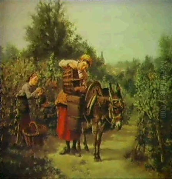 Les Vendanges Oil Painting by Charles Theodore Frere