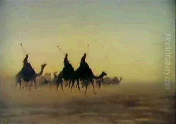 La Caravane Dans Le Desert Oil Painting by Charles Theodore Frere